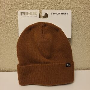 NWT 3 Pack RBX Knit Beanies - Black, White & Brown